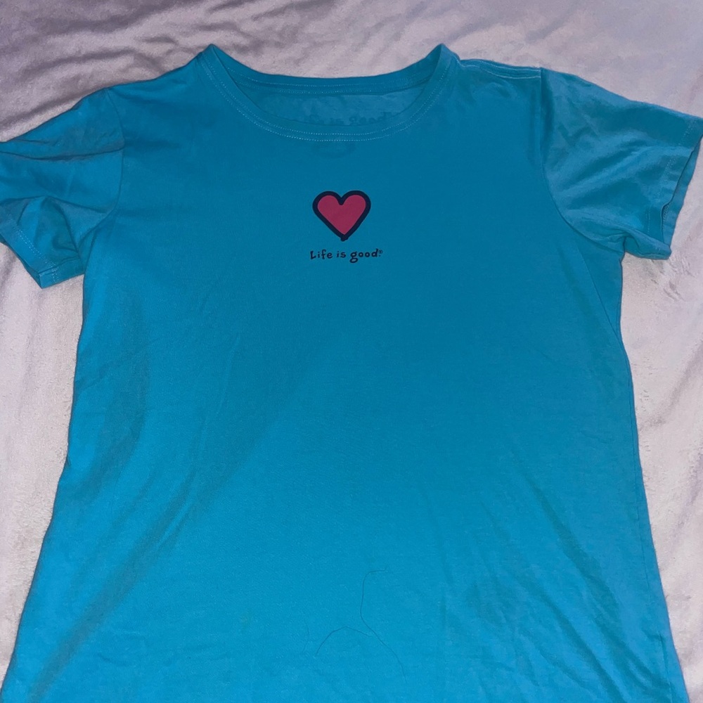 Bright blue life is good T-shirt - size medium